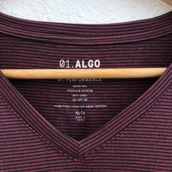01.ALGO V-Neck Short Sleeves Striped T-Shirt Size XL - Picture 7 of 8